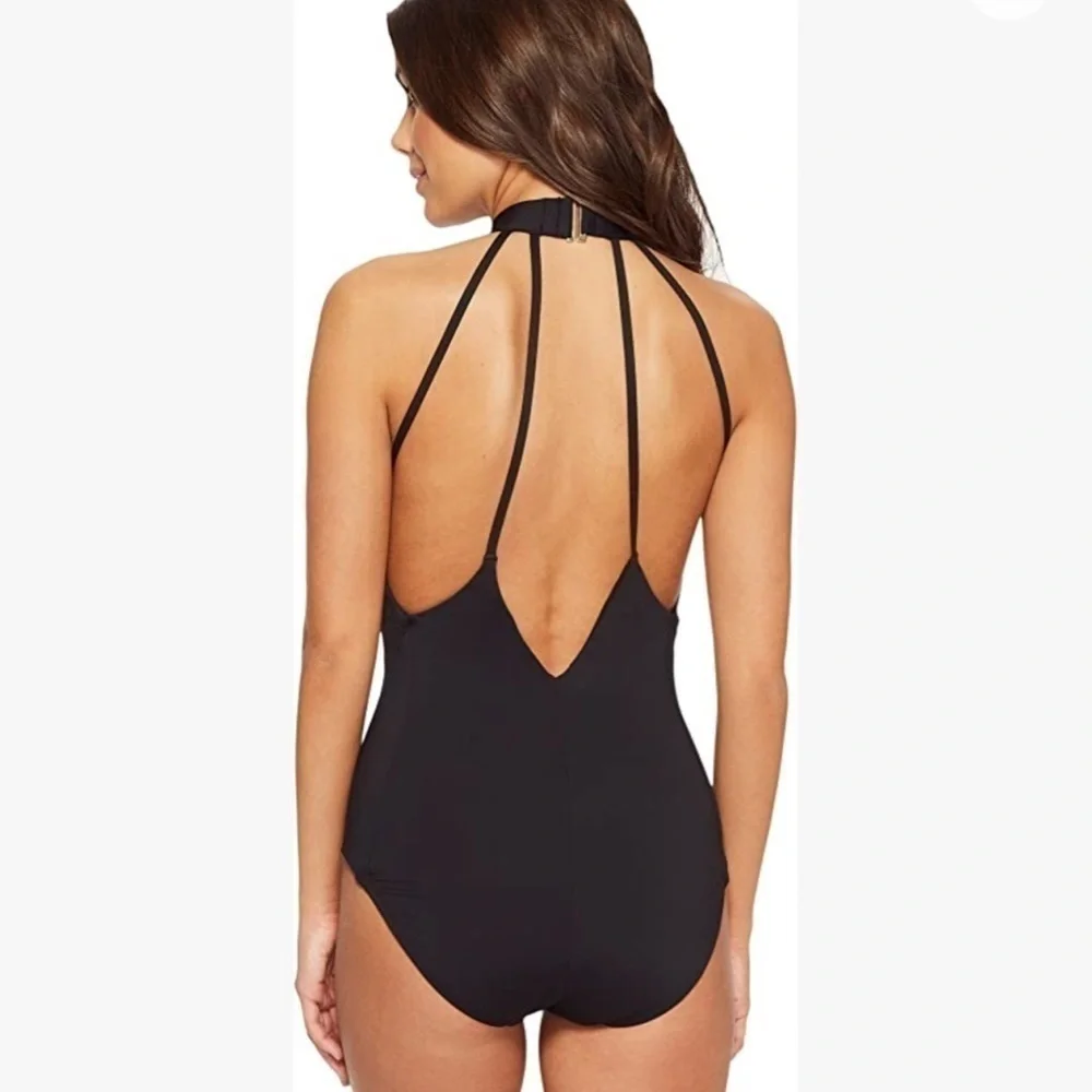 💙Laundry byShelli Segal,Turquoise Choker One Piece,Cool Back,Sexy,Beautiful